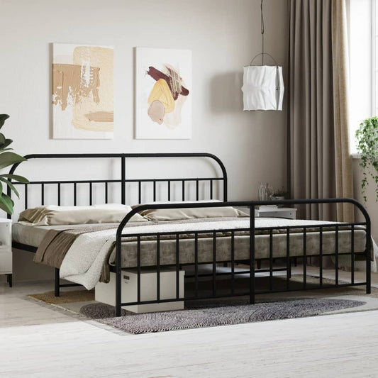 Bedframe met hoofd- en voeteneinde metaal zwart 193x203 cm is nu te koop bij PeponiXL, paradijselijk wonen!