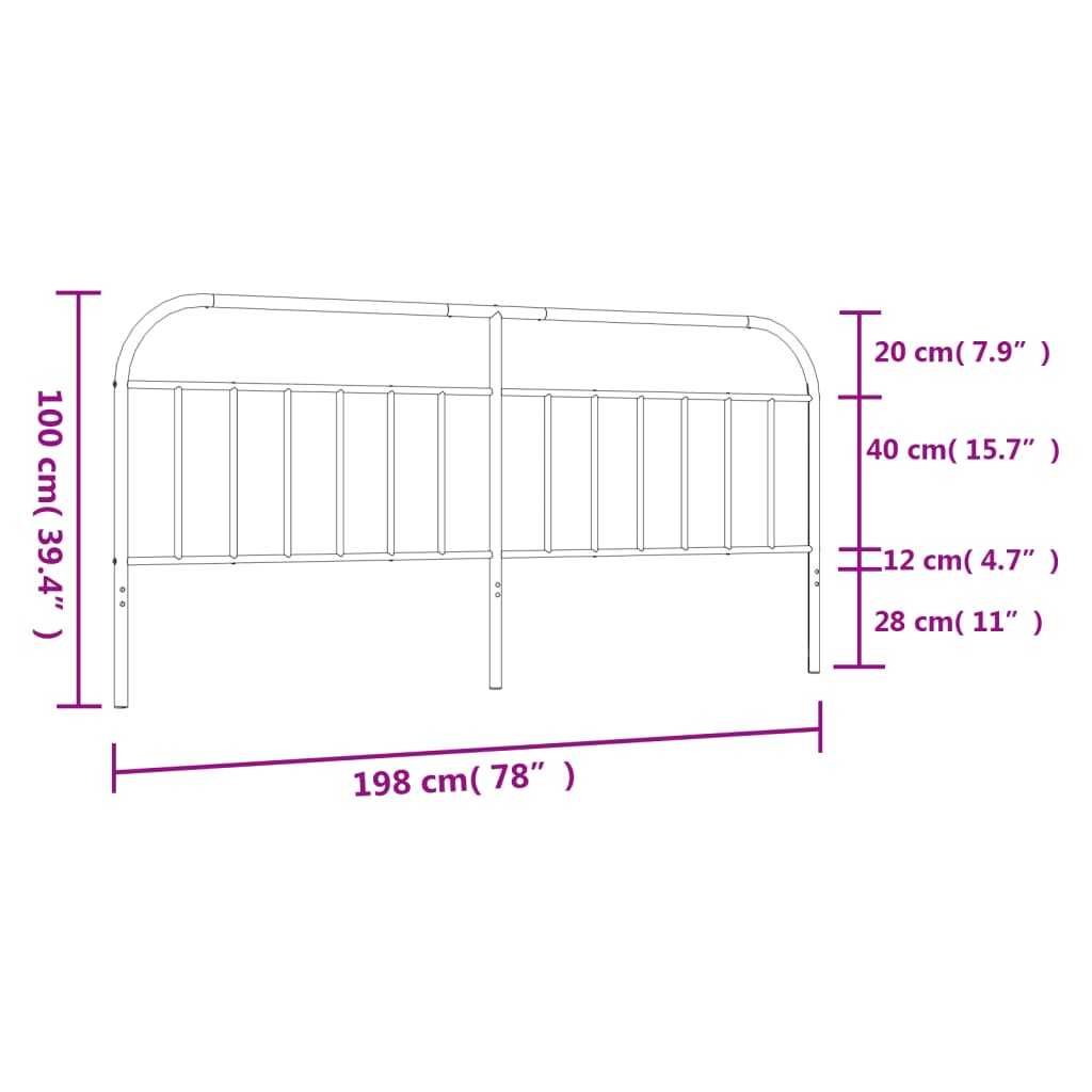 Vervangend hoofdbord metaal zwart 193 cm is nu te koop bij PeponiXL, paradijselijk wonen!