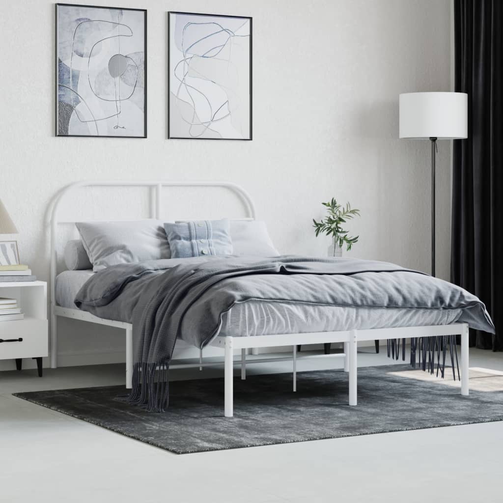 Bedframe met hoofdbord metaal wit 120x200 cm is nu te koop bij PeponiXL, paradijselijk wonen!