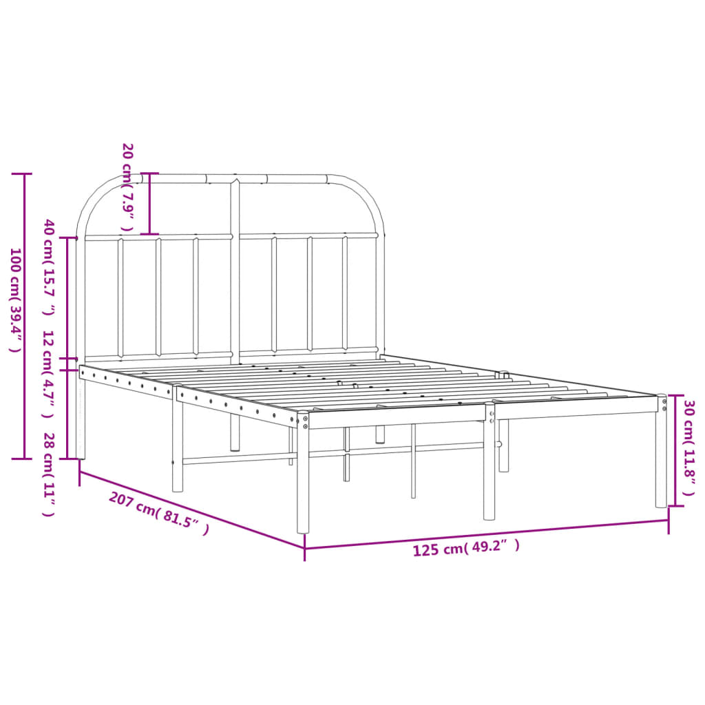 Bedframe met hoofdbord metaal wit 120x200 cm is nu te koop bij PeponiXL, paradijselijk wonen!