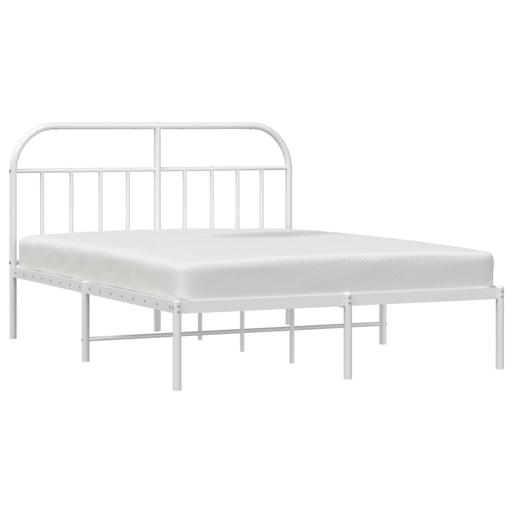 Bedframe met hoofdbord metaal wit 140x190 cm is nu te koop bij PeponiXL, paradijselijk wonen!