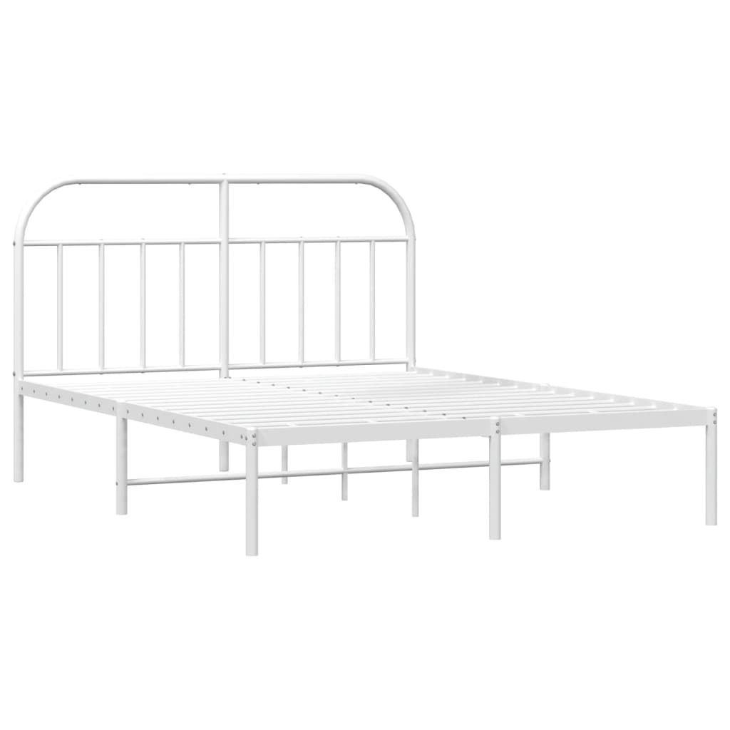 Bedframe met hoofdbord metaal wit 140x190 cm is nu te koop bij PeponiXL, paradijselijk wonen!
