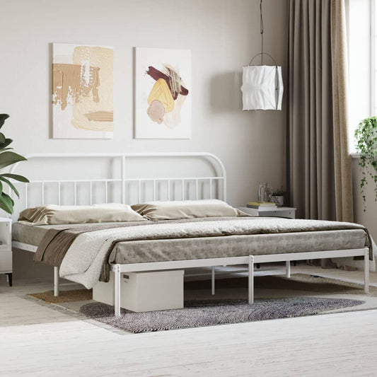Bedframe met hoofdbord metaal wit 200x200 cm is nu te koop bij PeponiXL, paradijselijk wonen!