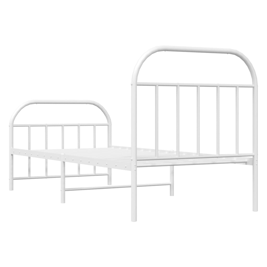 Bedframe met hoofd- en voeteneinde metaal wit 90x190 cm is nu te koop bij PeponiXL, paradijselijk wonen!