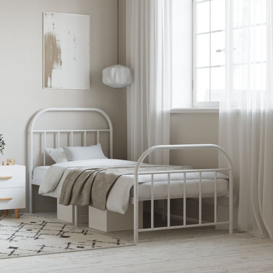Bedframe met hoofd- en voeteneinde metaal wit 90x190 cm is nu te koop bij PeponiXL, paradijselijk wonen!