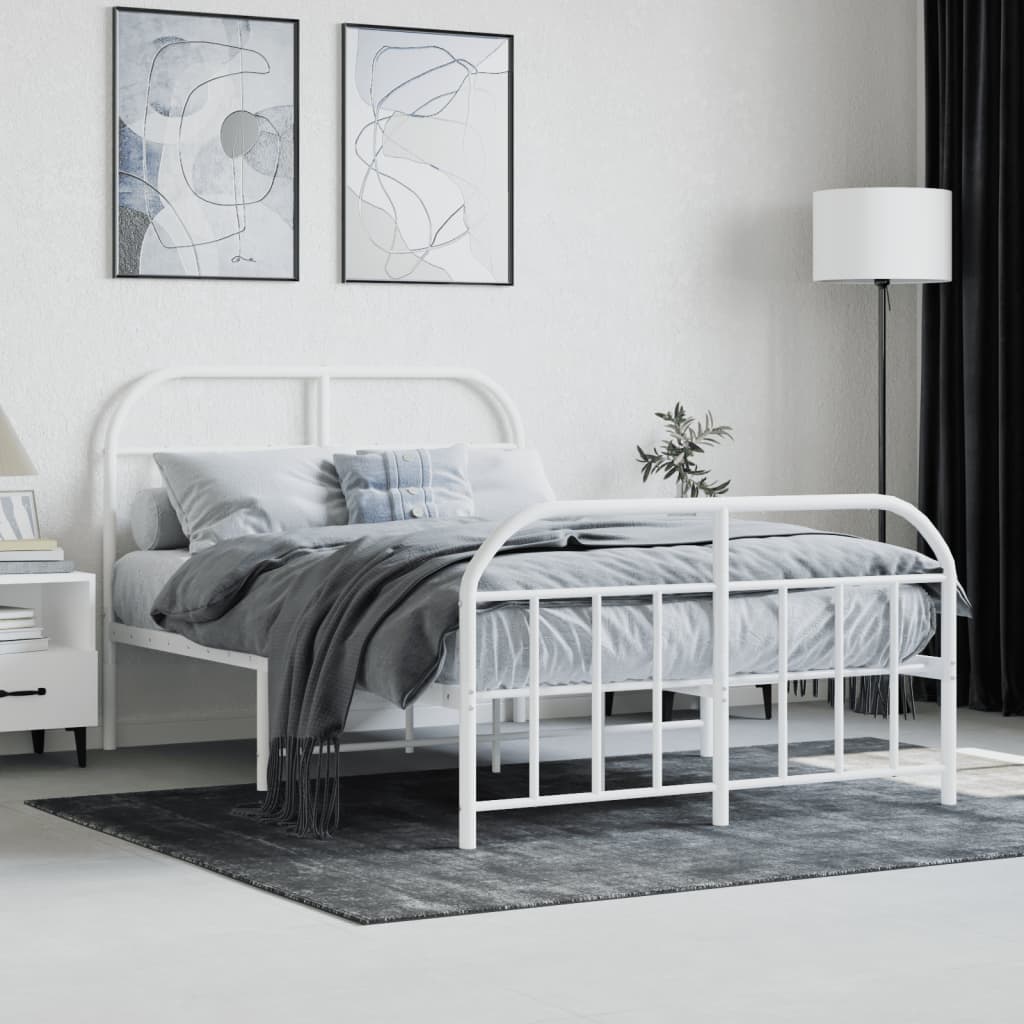 Bedframe met hoofd- en voeteneinde metaal wit 120 x 190 cm is nu te koop bij PeponiXL, paradijselijk wonen!