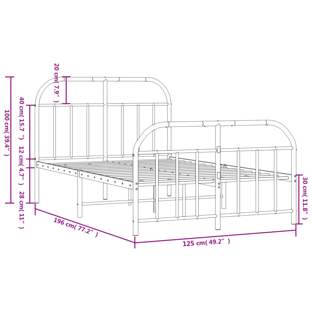 Bedframe met hoofd- en voeteneinde metaal wit 120 x 190 cm is nu te koop bij PeponiXL, paradijselijk wonen!