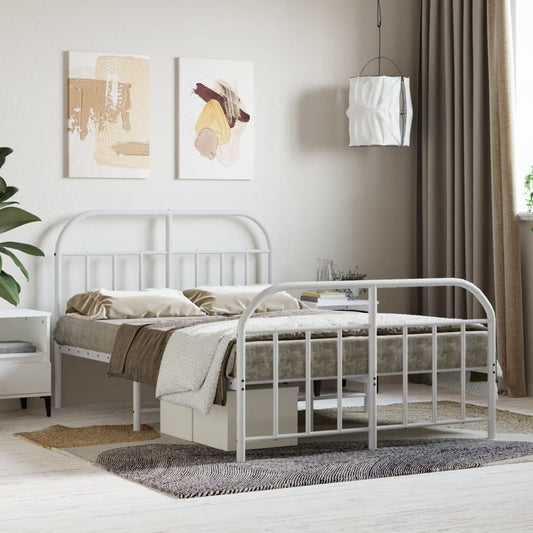 Bedframe met hoofd- en voeteneinde metaal wit 120 x 190 cm is nu te koop bij PeponiXL, paradijselijk wonen!