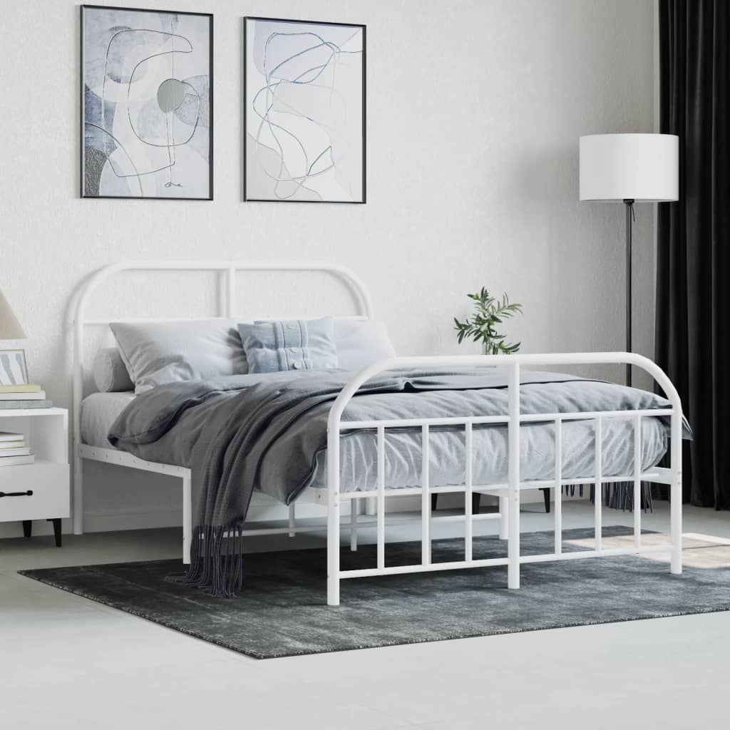 Bedframe met hoofd- en voeteneinde metaal wit 120x200 cm is nu te koop bij PeponiXL, paradijselijk wonen!