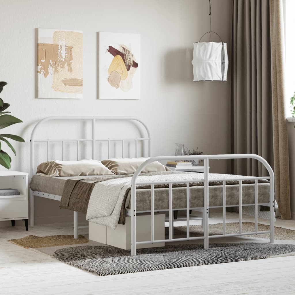 Bedframe met hoofd- en voeteneinde metaal wit 120x200 cm is nu te koop bij PeponiXL, paradijselijk wonen!