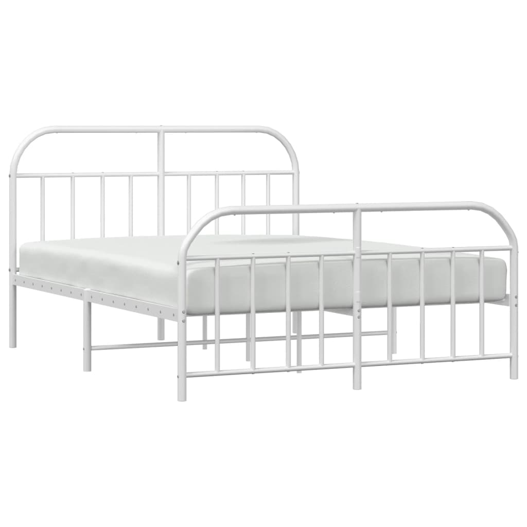 Bedframe met hoofd- en voeteneinde metaal wit 135x190 cm is nu te koop bij PeponiXL, paradijselijk wonen!