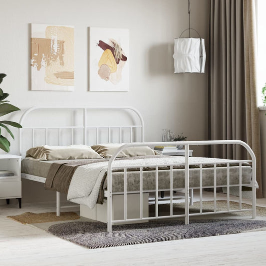 Bedframe met hoofd- en voeteneinde metaal wit 140x200 cm is nu te koop bij PeponiXL, paradijselijk wonen!