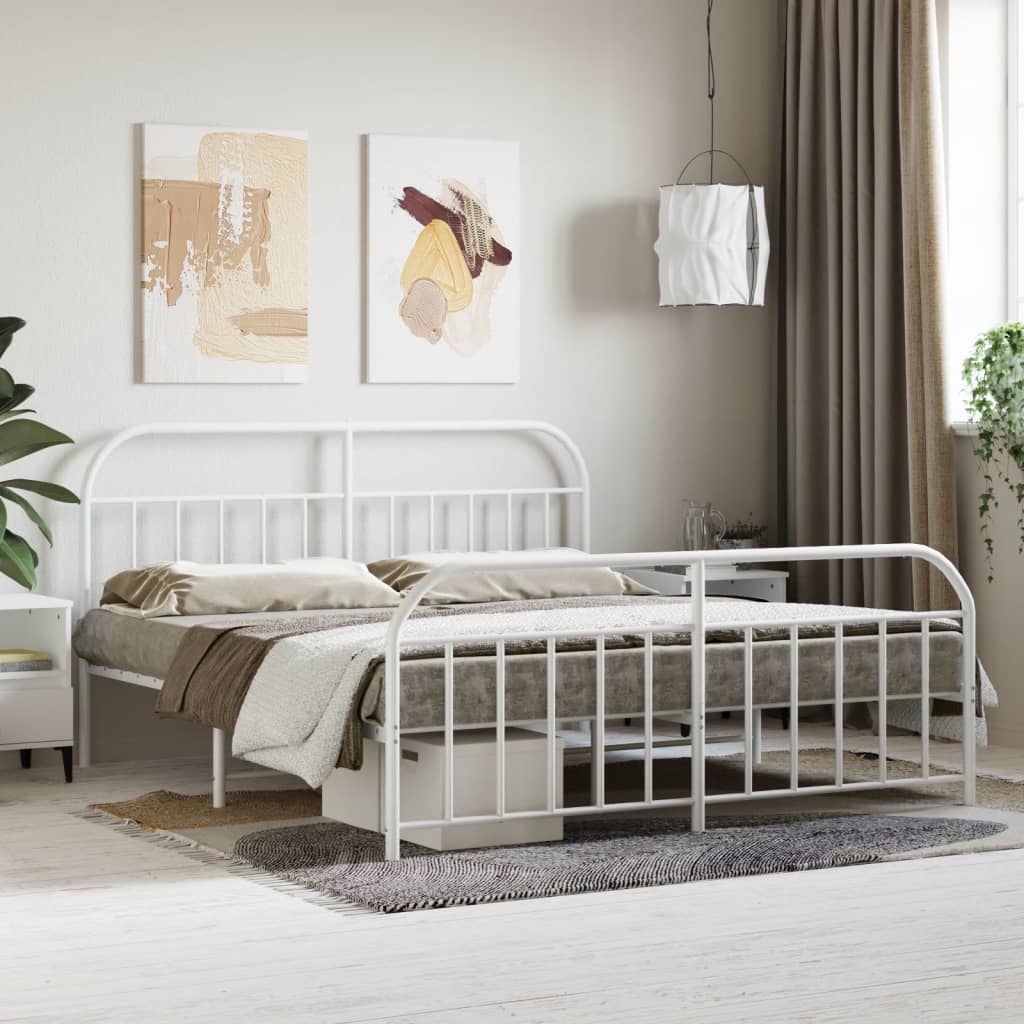 Bedframe met hoofd- en voeteneinde metaal wit 183x213 cm is nu te koop bij PeponiXL, paradijselijk wonen!