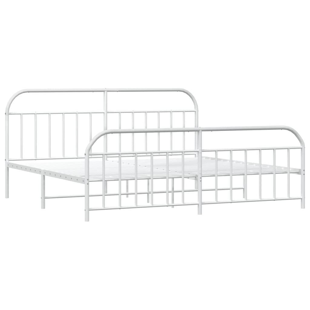 Bedframe met hoofd- en voeteneinde metaal wit 193x203 cm is nu te koop bij PeponiXL, paradijselijk wonen!