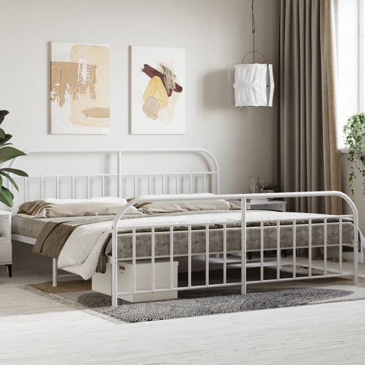 Bedframe met hoofd- en voeteneinde metaal wit 193x203 cm is nu te koop bij PeponiXL, paradijselijk wonen!