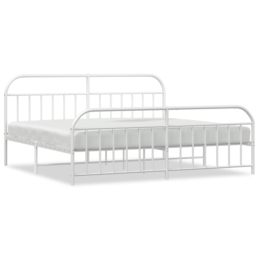 Bedframe met hoofd- en voeteneinde metaal wit 200x200 cm is nu te koop bij PeponiXL, paradijselijk wonen!