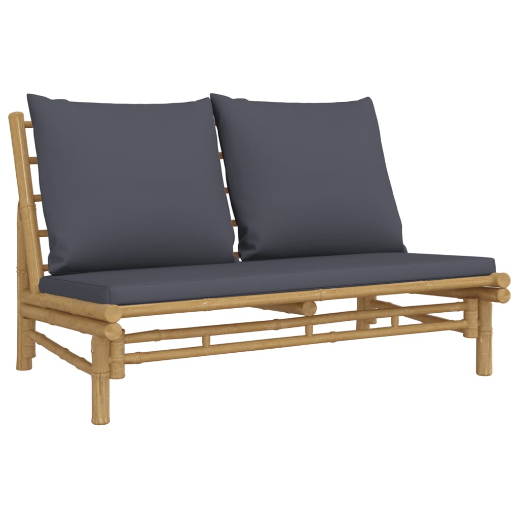 Tuinbank met donkergrijze kussens bamboe is nu te koop bij PeponiXL, paradijselijk wonen!