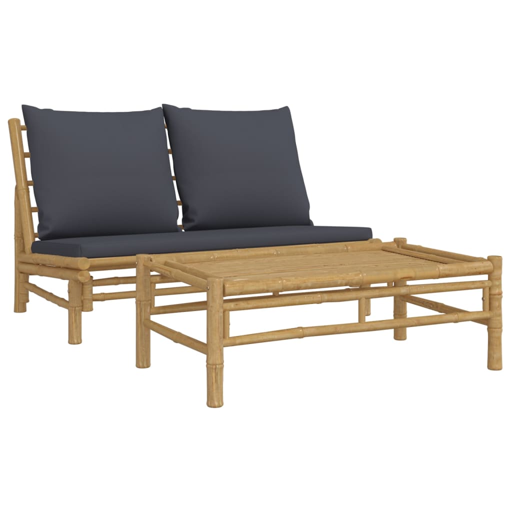 2-delige Loungeset met kussens bamboe donkergrijs is nu te koop bij PeponiXL, paradijselijk wonen!