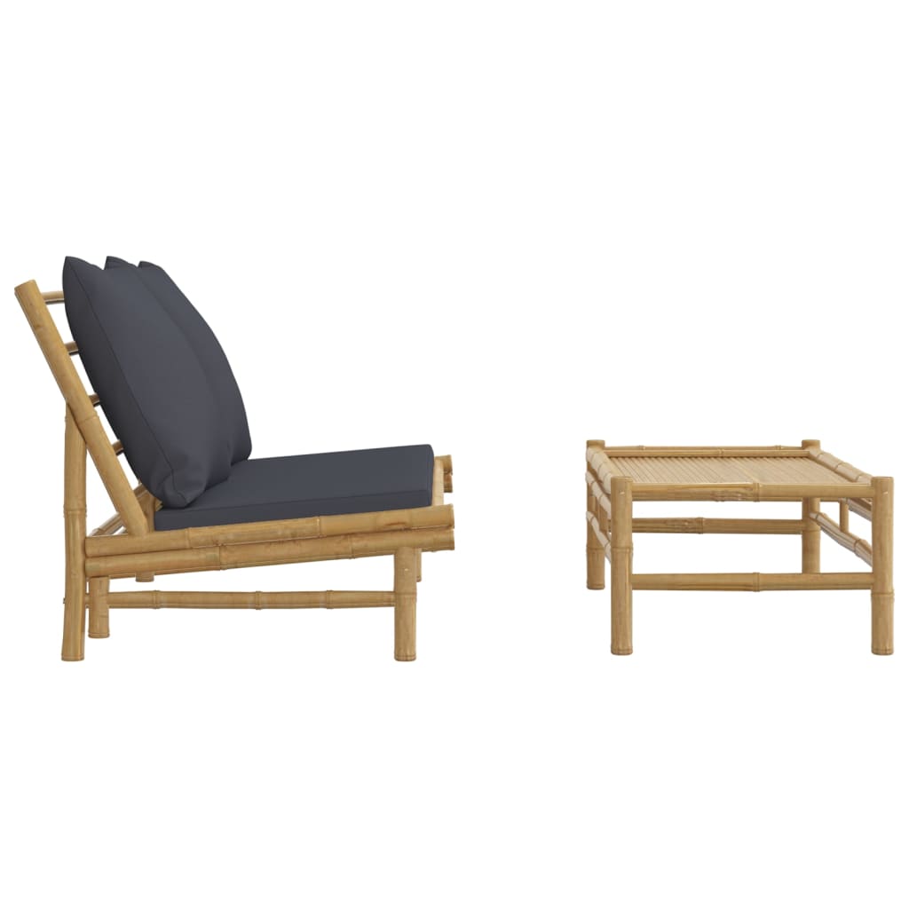 2-delige Loungeset met kussens bamboe donkergrijs is nu te koop bij PeponiXL, paradijselijk wonen!