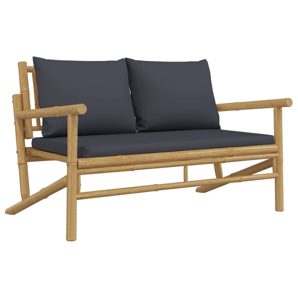 Tuinbank met donkergrijze kussens bamboe is nu te koop bij PeponiXL, paradijselijk wonen!