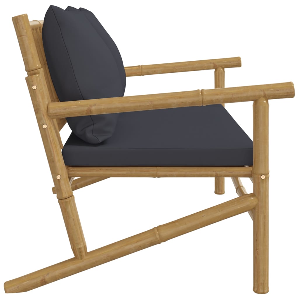 Tuinbank met donkergrijze kussens bamboe is nu te koop bij PeponiXL, paradijselijk wonen!