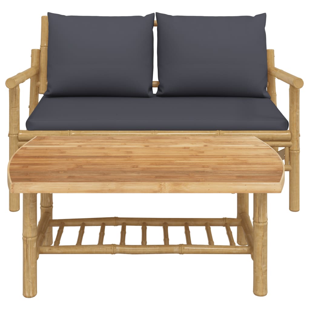 2-delige Loungeset met kussens bamboe donkergrijs is nu te koop bij PeponiXL, paradijselijk wonen!