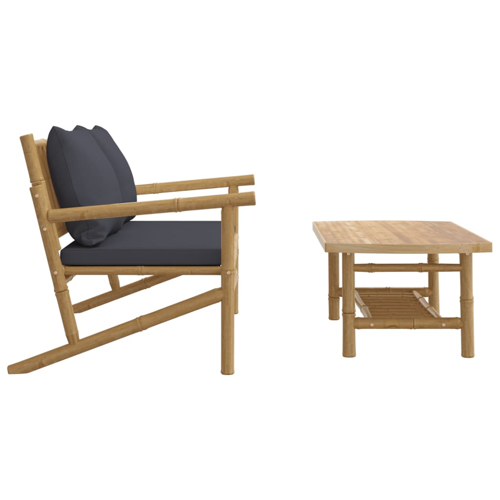 2-delige Loungeset met kussens bamboe donkergrijs is nu te koop bij PeponiXL, paradijselijk wonen!