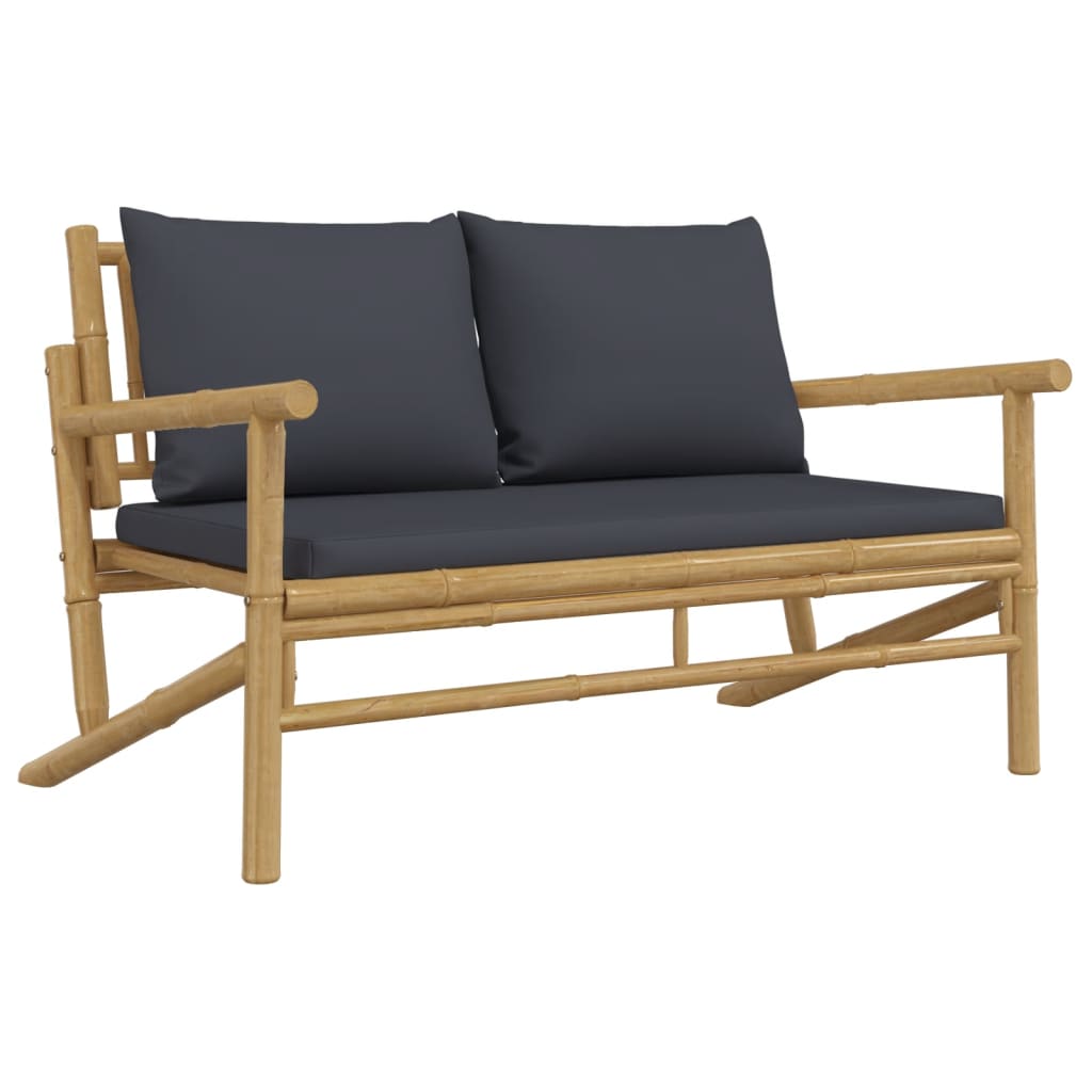 2-delige Loungeset met kussens bamboe donkergrijs is nu te koop bij PeponiXL, paradijselijk wonen!