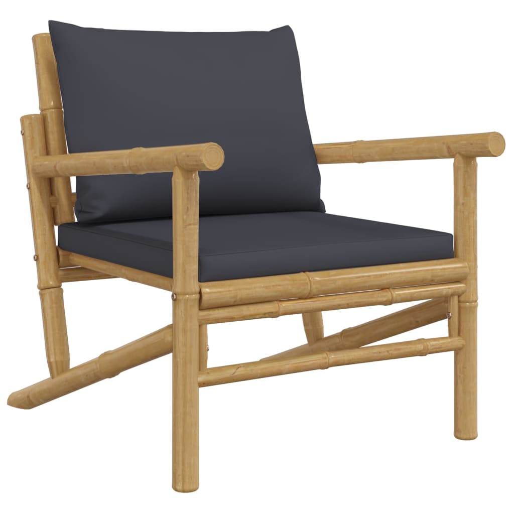 Tuinstoelen 2 st met donkergrijze kussens bamboe is nu te koop bij PeponiXL, paradijselijk wonen!