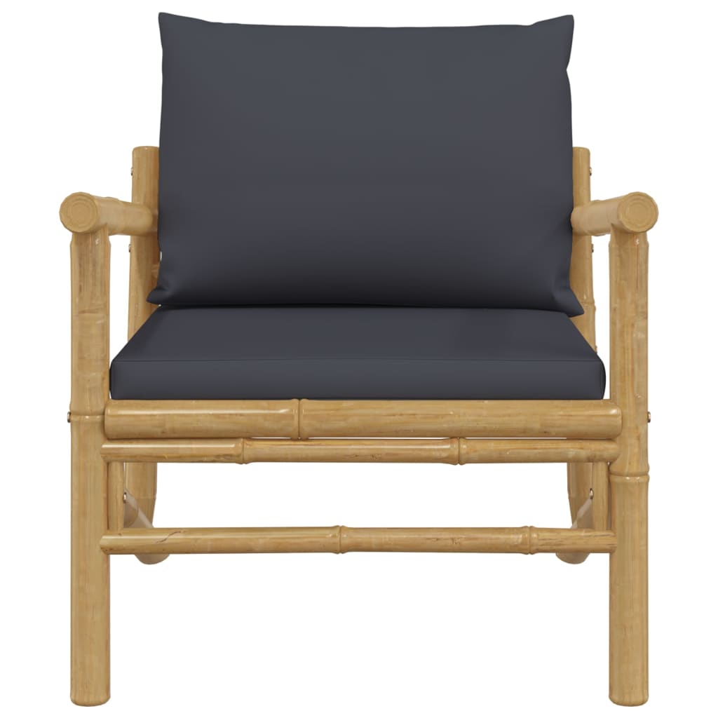 Tuinstoelen 2 st met donkergrijze kussens bamboe is nu te koop bij PeponiXL, paradijselijk wonen!