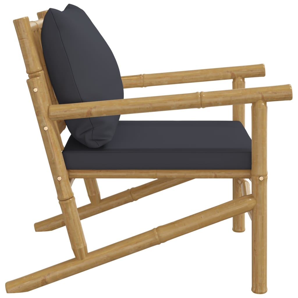 Tuinstoelen 2 st met donkergrijze kussens bamboe is nu te koop bij PeponiXL, paradijselijk wonen!