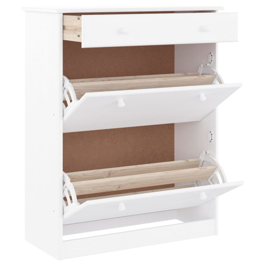 Schoenenkast ALTA 77x35x96 cm massief grenenhout wit is nu te koop bij PeponiXL, paradijselijk wonen!