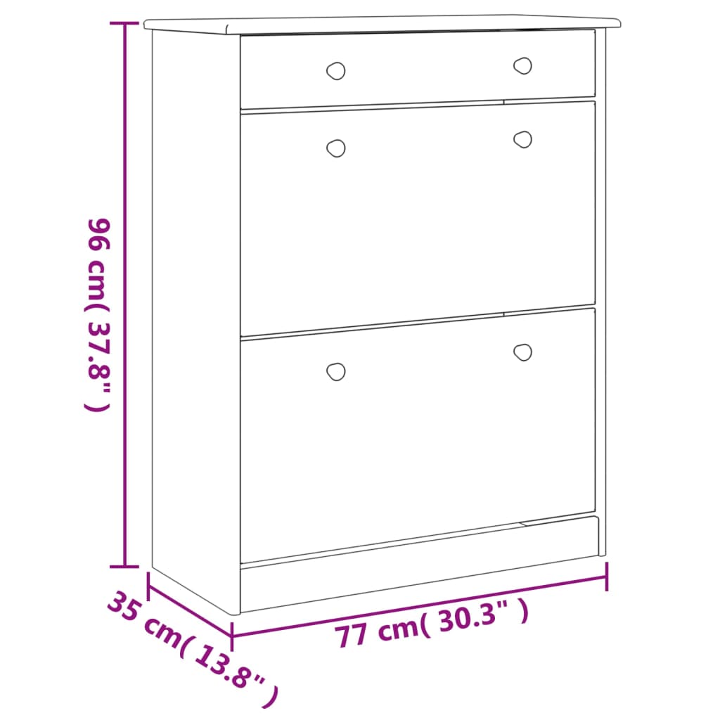Schoenenkast ALTA 77x35x96 cm massief grenenhout wit is nu te koop bij PeponiXL, paradijselijk wonen!