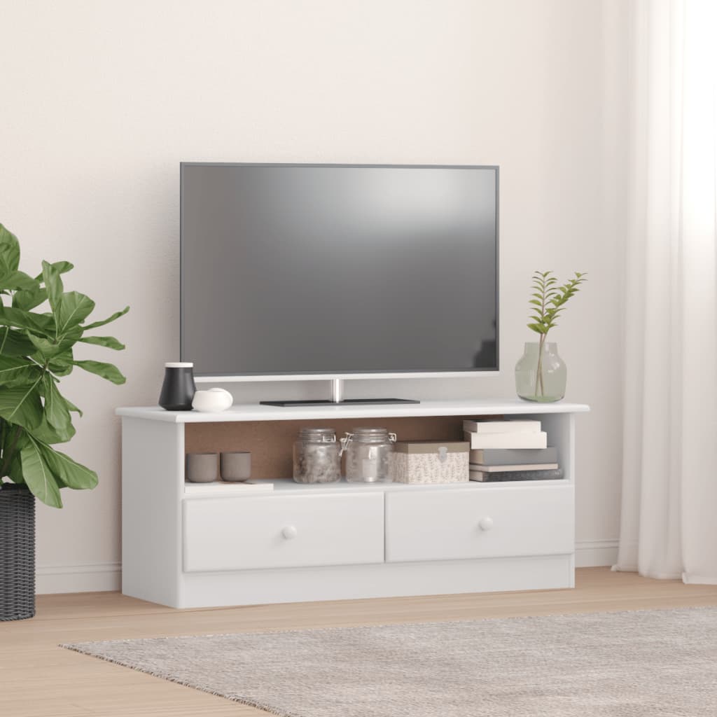 TV-meubel met lades ALTA 100x35x41 cm massief grenenhout wit is nu te koop bij PeponiXL, paradijselijk wonen!