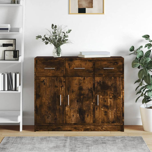 Dressoir 91x28x75 cm bewerkt hout gerookt eikenkleurig is nu te koop bij PeponiXL, paradijselijk wonen!