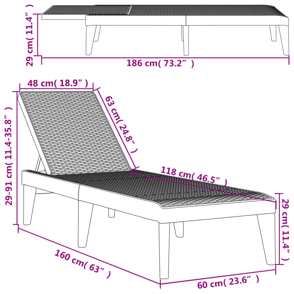 Ligbed 186x60x29 cm polypropeen wit is nu te koop bij PeponiXL, paradijselijk wonen!