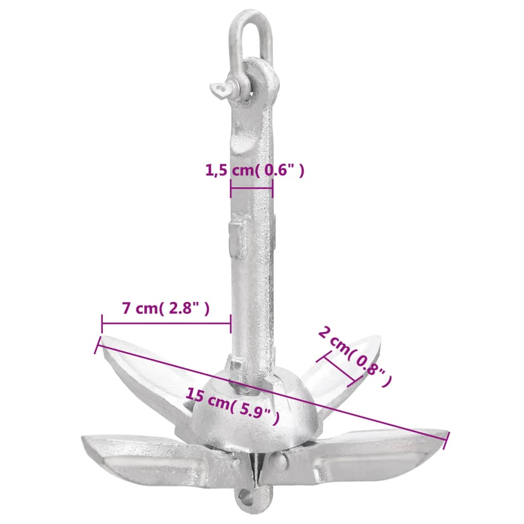 Anker inklapbaar 0,7 kg thermisch verzinkt gietijzer zilver is nu te koop bij PeponiXL, paradijselijk wonen!