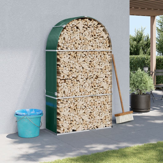 Haardhoutopslag 120x45x210 cm gegalvaniseerd staal groen is nu te koop bij PeponiXL, paradijselijk wonen!