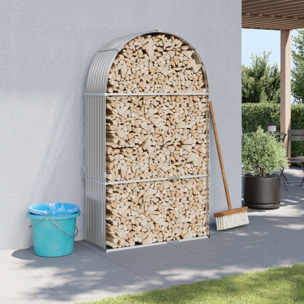 Haardhoutopslag 120x45x210 cm gegalvaniseerd staal lichtgrijs is nu te koop bij PeponiXL, paradijselijk wonen!
