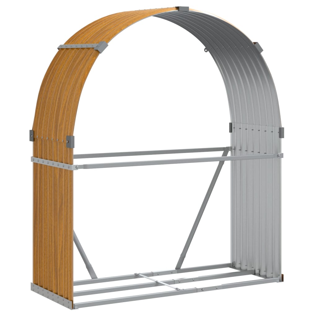 Haardhoutopslag 120x45x140 cm gegalvaniseerd staal houtlook is nu te koop bij PeponiXL, paradijselijk wonen!
