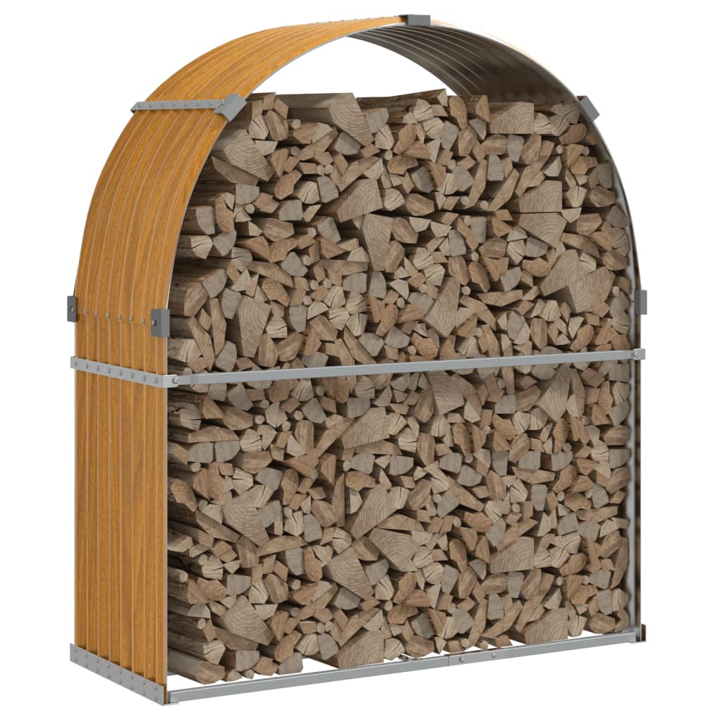 Haardhoutopslag 120x45x140 cm gegalvaniseerd staal houtlook is nu te koop bij PeponiXL, paradijselijk wonen!