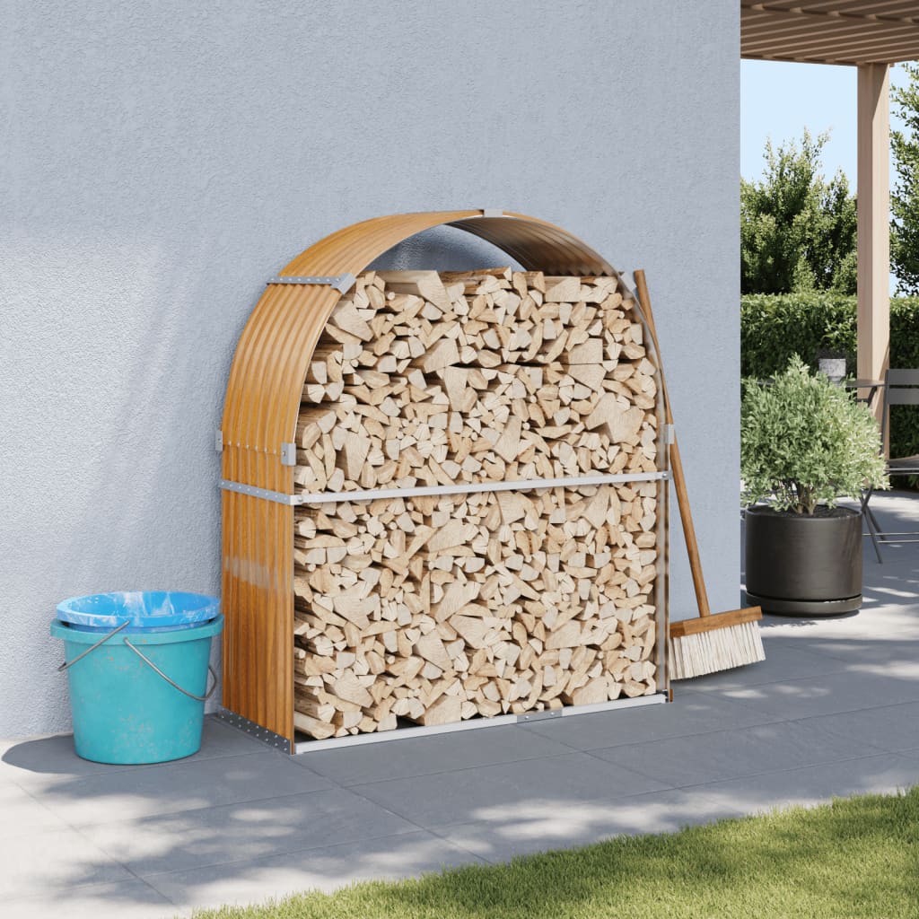 Haardhoutopslag 120x45x140 cm gegalvaniseerd staal houtlook is nu te koop bij PeponiXL, paradijselijk wonen!
