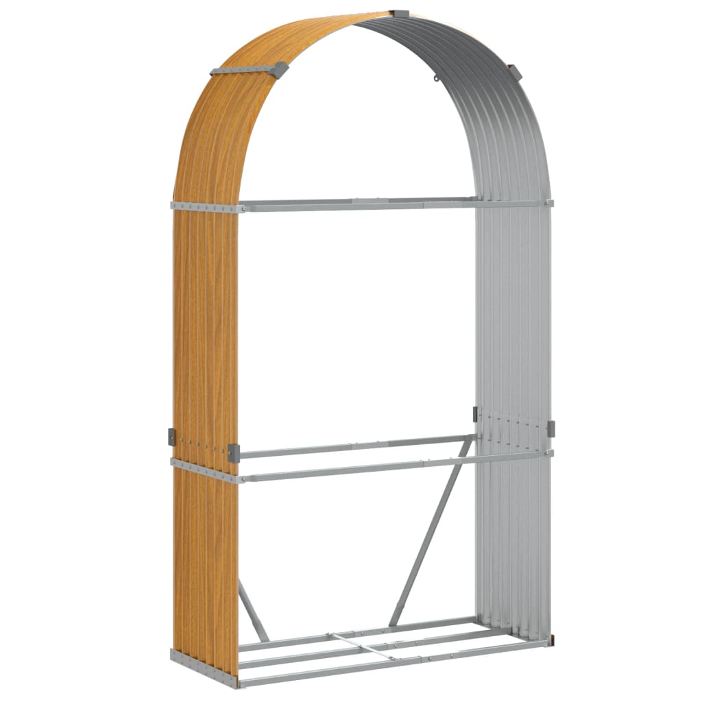 Haardhoutopslag 120x45x210 cm gegalvaniseerd staal houtlook is nu te koop bij PeponiXL, paradijselijk wonen!