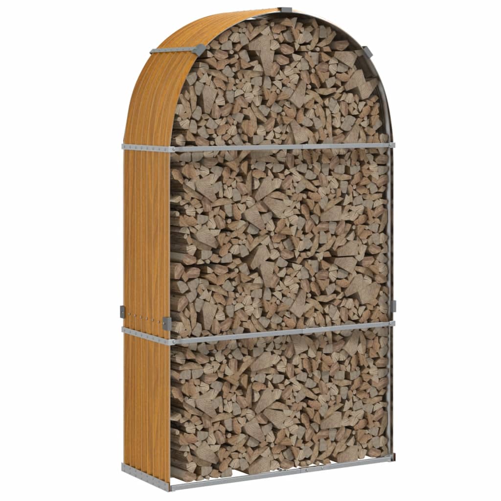 Haardhoutopslag 120x45x210 cm gegalvaniseerd staal houtlook is nu te koop bij PeponiXL, paradijselijk wonen!
