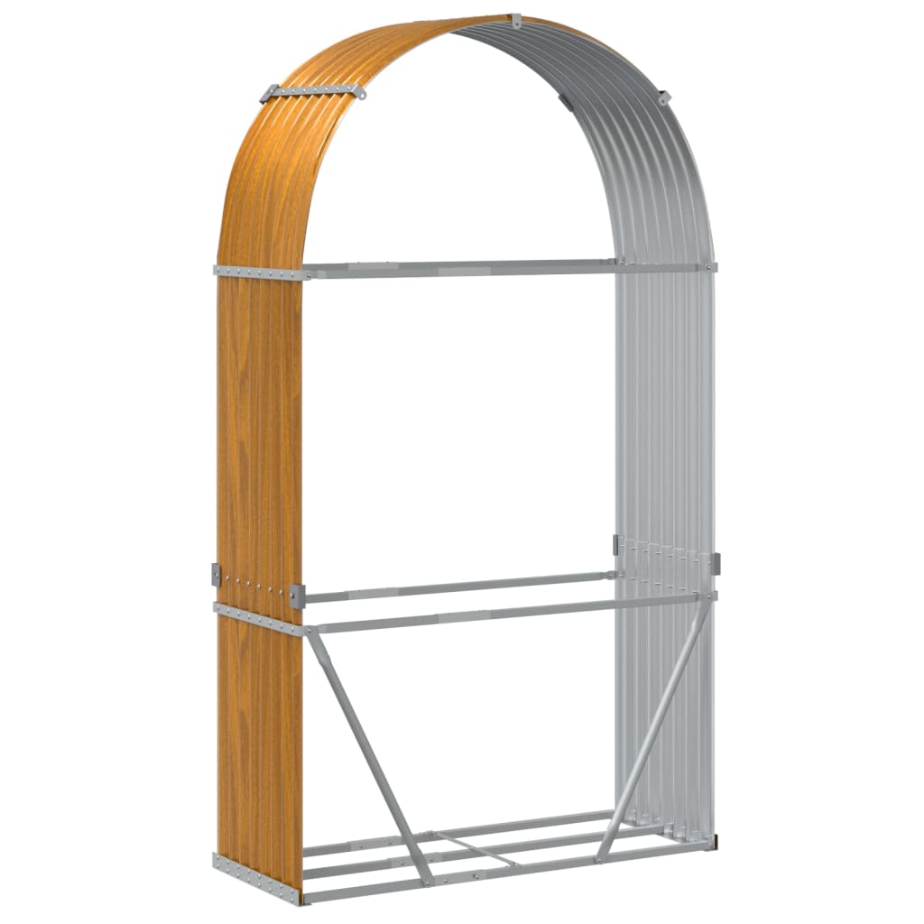 Haardhoutopslag 120x45x210 cm gegalvaniseerd staal houtlook is nu te koop bij PeponiXL, paradijselijk wonen!