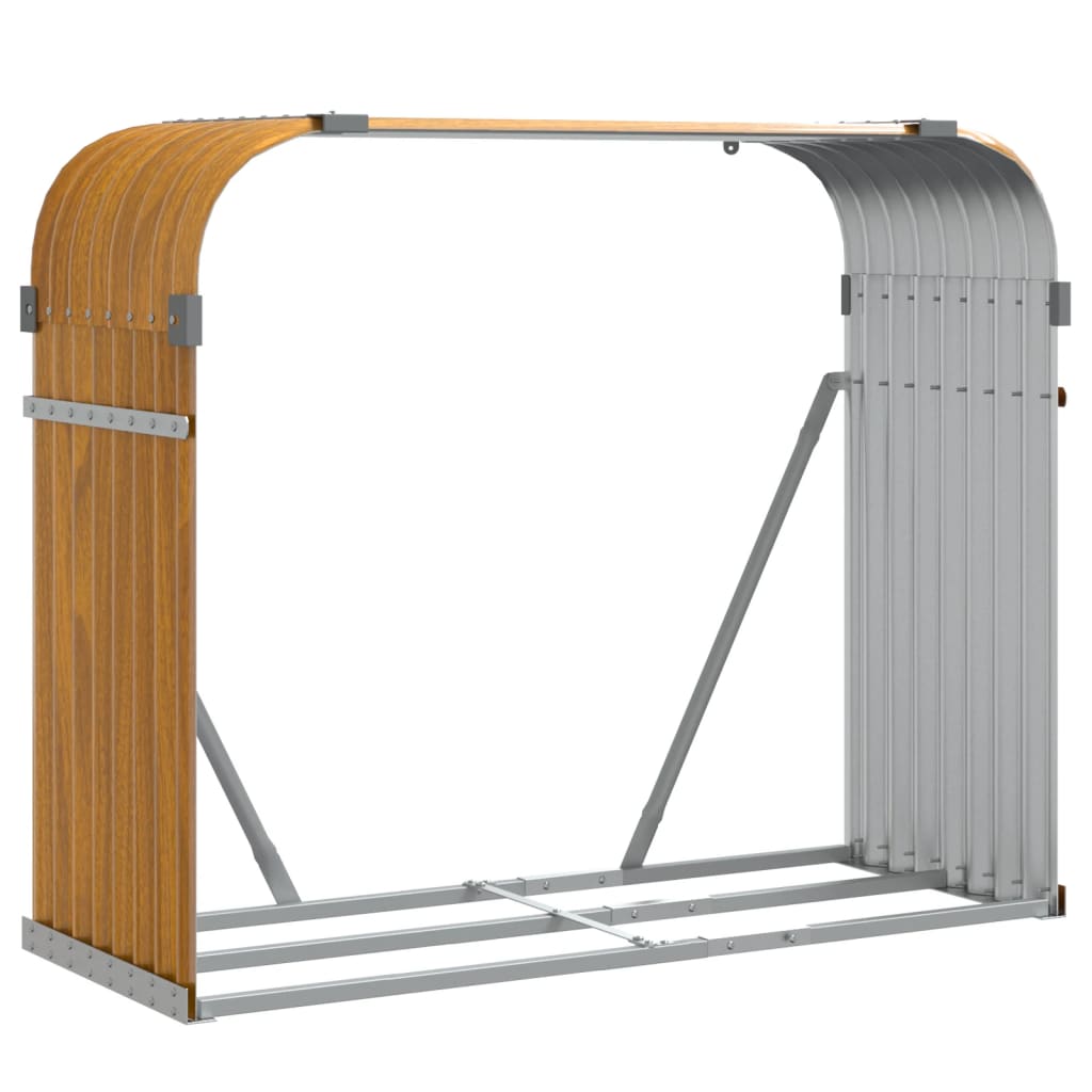 Haardhoutopslag 120x45x100 cm gegalvaniseerd staal houtlook is nu te koop bij PeponiXL, paradijselijk wonen!