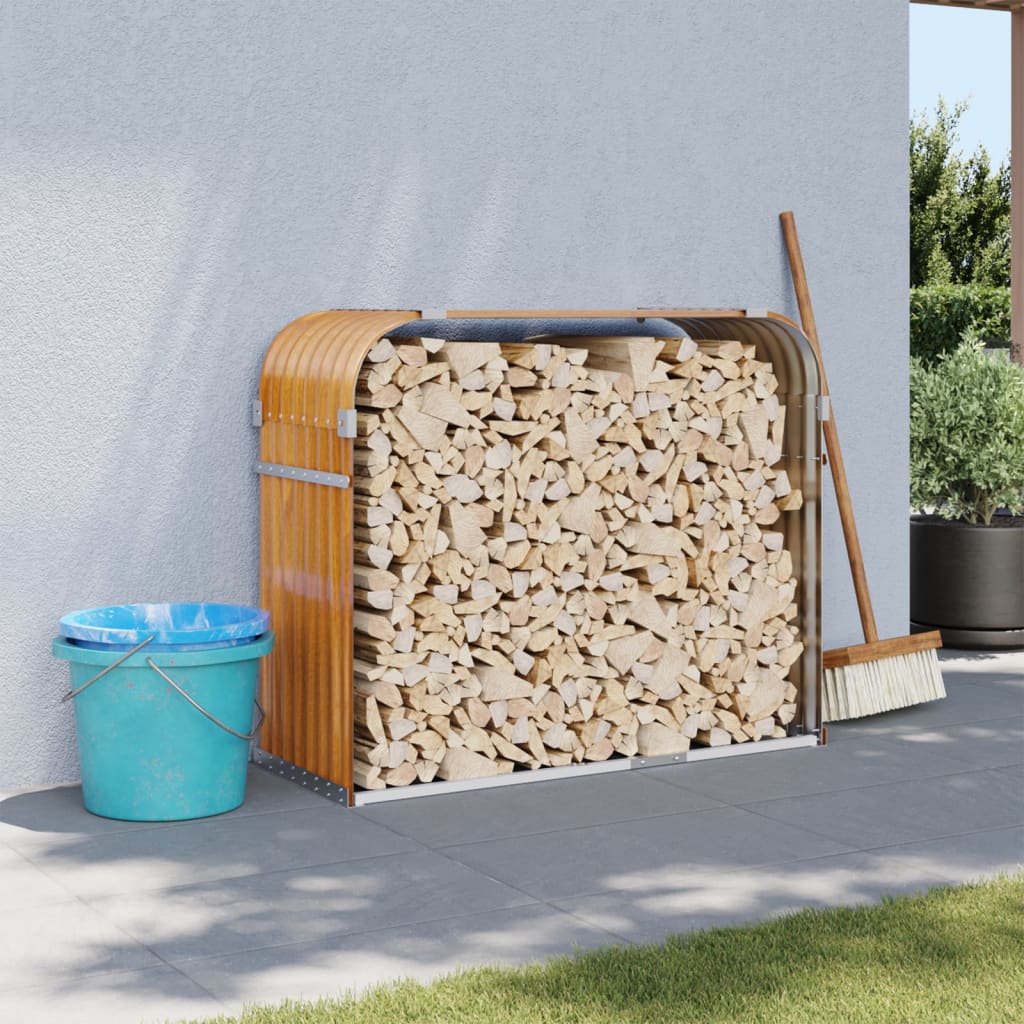 Haardhoutopslag 120x45x100 cm gegalvaniseerd staal houtlook is nu te koop bij PeponiXL, paradijselijk wonen!