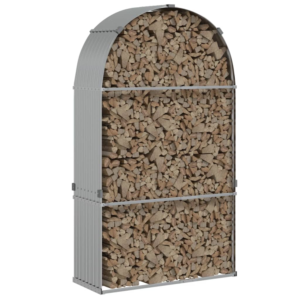 Haardhoutopslag 120x45x210 cm gegalvaniseerd staal zilverkleur is nu te koop bij PeponiXL, paradijselijk wonen!