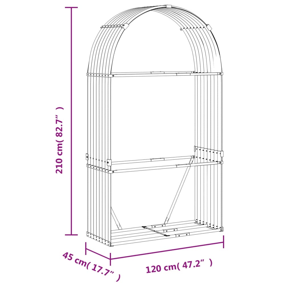 Haardhoutopslag 120x45x210 cm gegalvaniseerd staal zilverkleur is nu te koop bij PeponiXL, paradijselijk wonen!