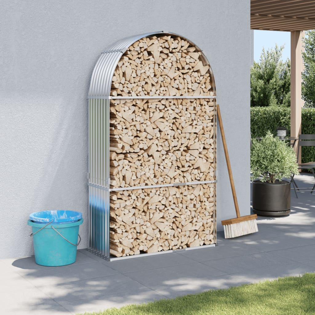 Haardhoutopslag 120x45x210 cm gegalvaniseerd staal zilverkleur is nu te koop bij PeponiXL, paradijselijk wonen!